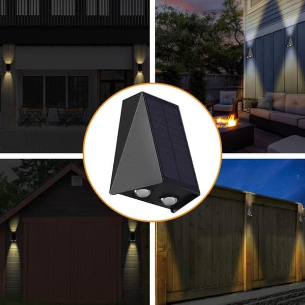 Moorle Solar ylös-alas seinävalaisimet, lämmin valkoinen, IP65 vedenpitävä, ulkoaidan sisustus
