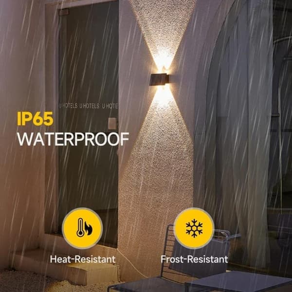 Moorle Solar ylös-alas seinävalaisimet, lämmin valkoinen, IP65 vedenpitävä, ulkoaidan sisustus