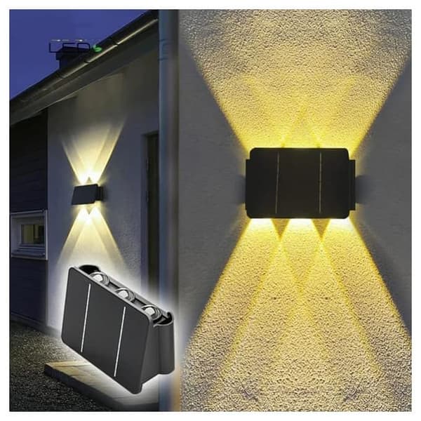 Solar Up-Down Wall Lights, Warm White, IP65 Waterproof, Outdoor Fence Decor SZ6