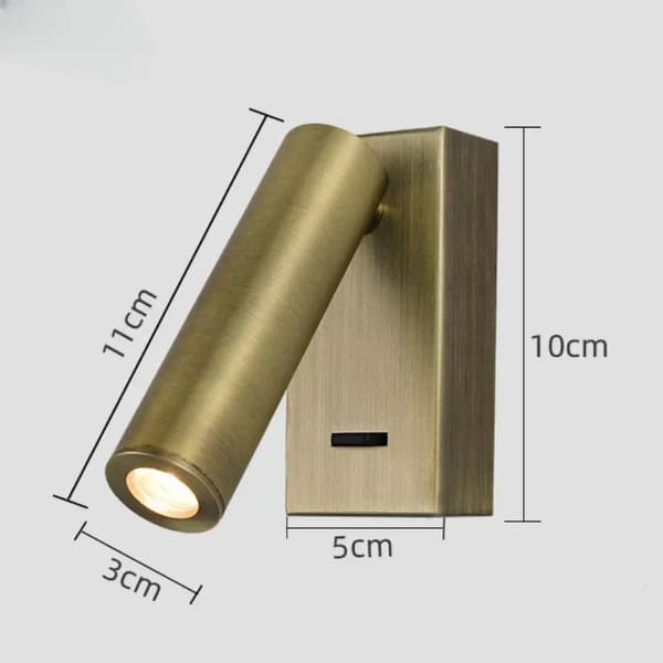 Moderne Væglampe, 3W Energibesparende LED, Justerbart Vinkel Design,gylden-B, 3W varm lys