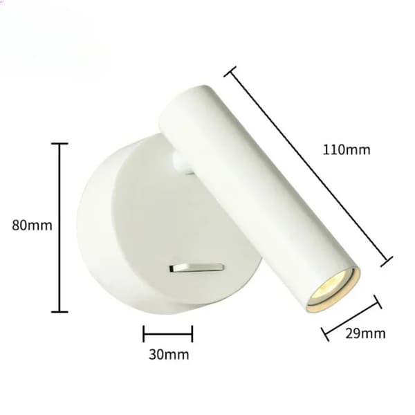 Modern vägglampa, 3W energieffektiv LED, justerbar vinkeldesign,vit-A, 3W varm ljus