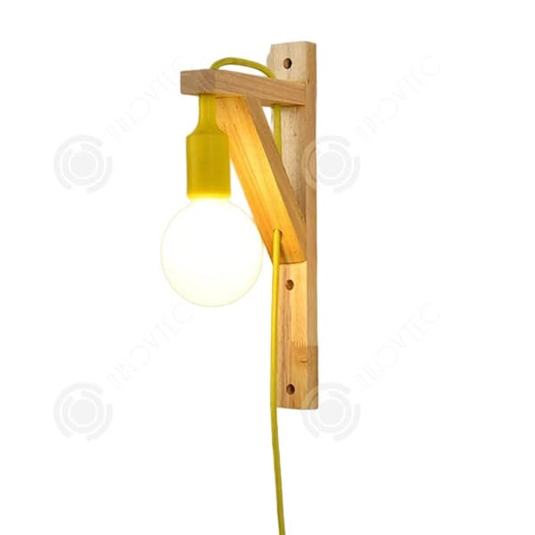 INN Vägglampa hängande 4x35x18cm vägglampa trä väggapplikation inomhus vintage trä vägglampa LED inomhusapplikation
