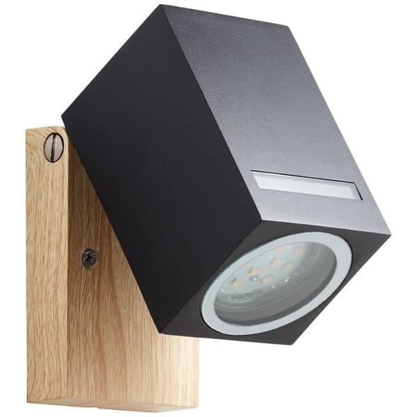 Vägglampa utomhus GALENI - BRILLIANT - svart/naturlig - metall/glas - GU10 1x20W