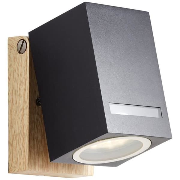 Vägglampa utomhus GALENI - BRILLIANT - svart/naturlig - metall/glas - GU10 1x20W