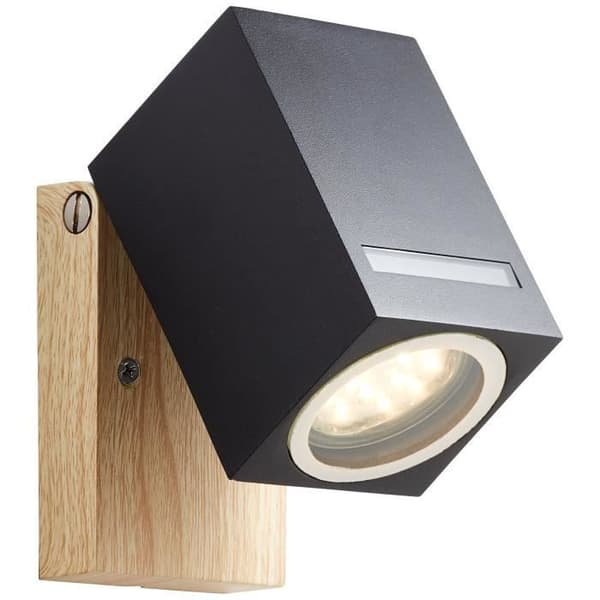 Vägglampa utomhus GALENI - BRILLIANT - svart/naturlig - metall/glas - GU10 1x20W