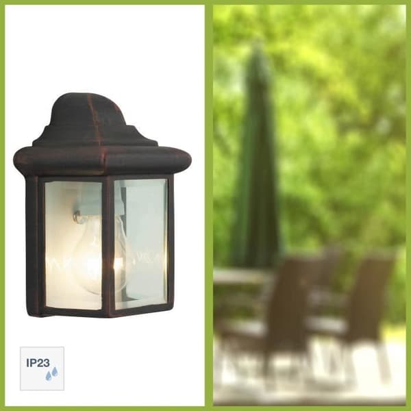 BRILLIANT - NEWPORT Ytterväggslampa - rostfärg - metall/glas E27 1x60W