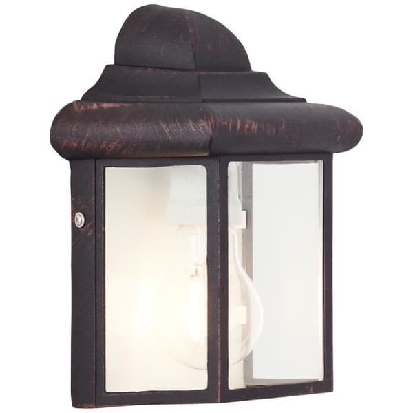 BRILLIANT - NEWPORT Ytterväggslampa - rostfärg - metall/glas E27 1x60W