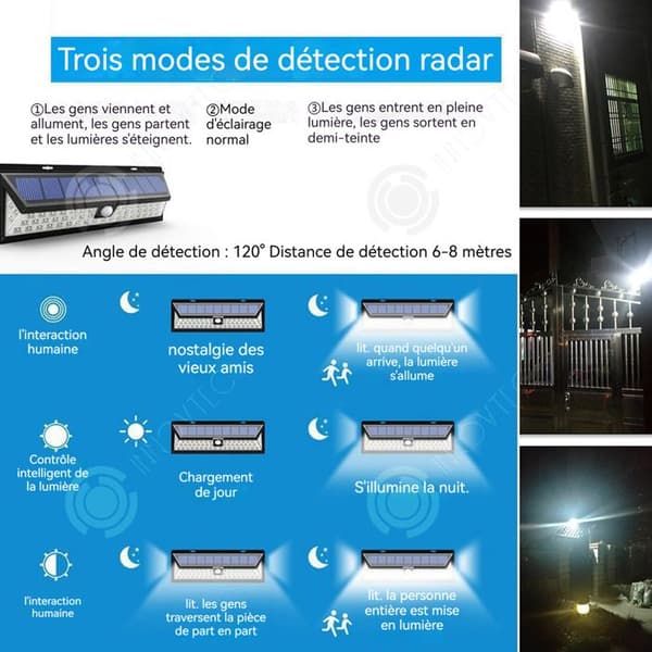 INN Solar Lamp Outdoor Solar Light Tresidig vägglampa Smart Sensor Rörelsesensor Vattentät belysning
