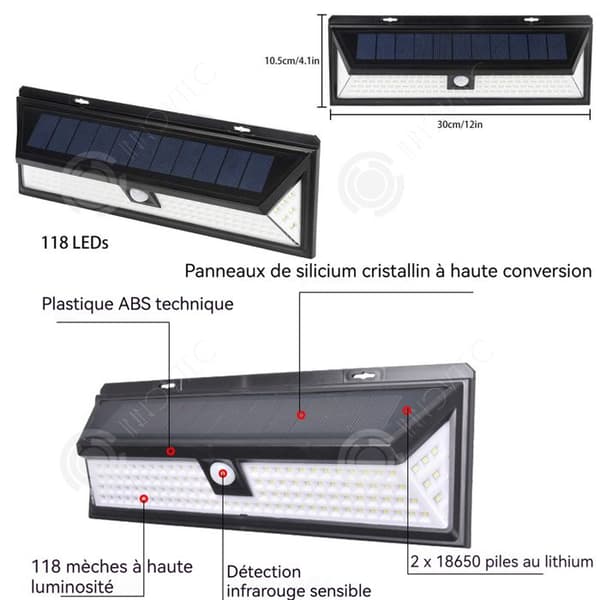 INN Solar Lamp Outdoor Solar Light Tresidig vägglampa Smart Sensor Rörelsesensor Vattentät belysning