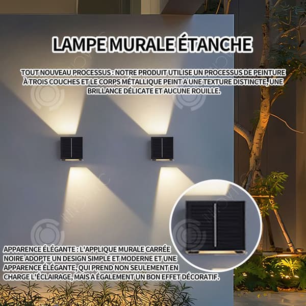 INN Vägglampa 12w effekt 10x10x10cm 8-pack inomhus och utomhus vattentät justerbar vinkel LED-vägglampa IP65 3000K svart
