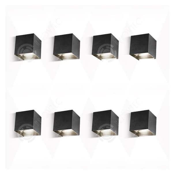 INN Vägglampa 12w effekt 10x10x10cm 8-pack inomhus och utomhus vattentät justerbar vinkel LED-vägglampa IP65 3000K svart