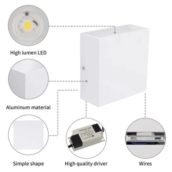 6W LED Vägglampa Utomhus IP65 - Vattentät, Justerbar Ljuskägla Inomhus vägglampa, Modern design