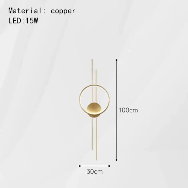 Nordisk stil LED-vägglampa, energieffektiv, kopparmaterial,guld-koppar 100cm, Trefärgad ljus