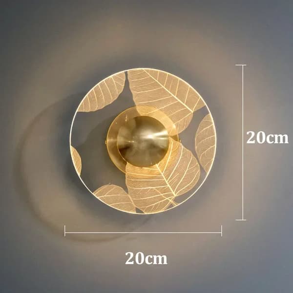 Postmodern vägglampa, elegant design, 3 ljusfärgalternativ,Bladmönster, Varmt ljus
