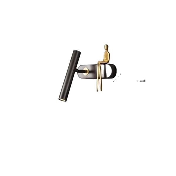 Kreativ Brass People LED Vägglampa, Stilig Modern Design, Idealisk för Sovrum och Vardagsrum,svart Vänster-A