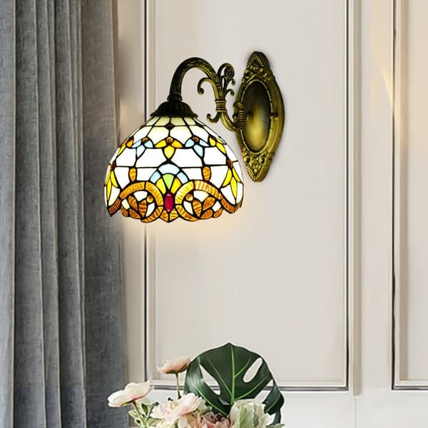 Tiffany-stil Vägglampa, Elegant Viktoriansk Design, Dimbara Funktioner,6-10W, MULTI