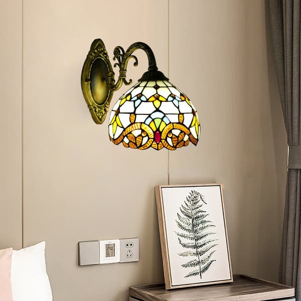 Tiffany-stil Vägglampa, Elegant Viktoriansk Design, Dimbara Funktioner,6-10W, MULTI
