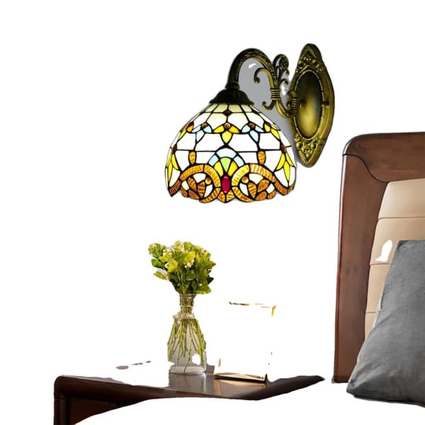Tiffany-stil Vägglampa, Elegant Viktoriansk Design, Dimbara Funktioner,6-10W, MULTI