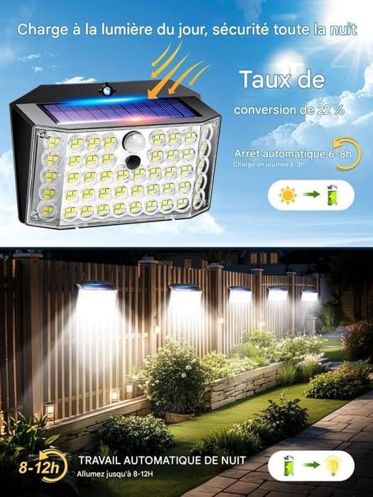 Solcellslampa utomhus rörelsedetektor - Solarspot utomhus - Solarljus utomhus - 4 st, 246 LED, 2000 LM, 270°, IP65