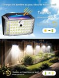Miniatyrbild 5 av 6: Solcellslampa utomhus rörelsedetektor - Solarspot utomhus - Solarljus utomhus - 4 st, 246 LED, 2000 LM, 270°, IP65