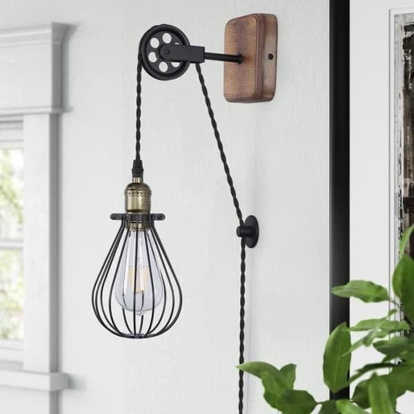 Vägglampa - PENDOL - Svart - Metall - Vintage - Justerbar höjd - E27 40W max