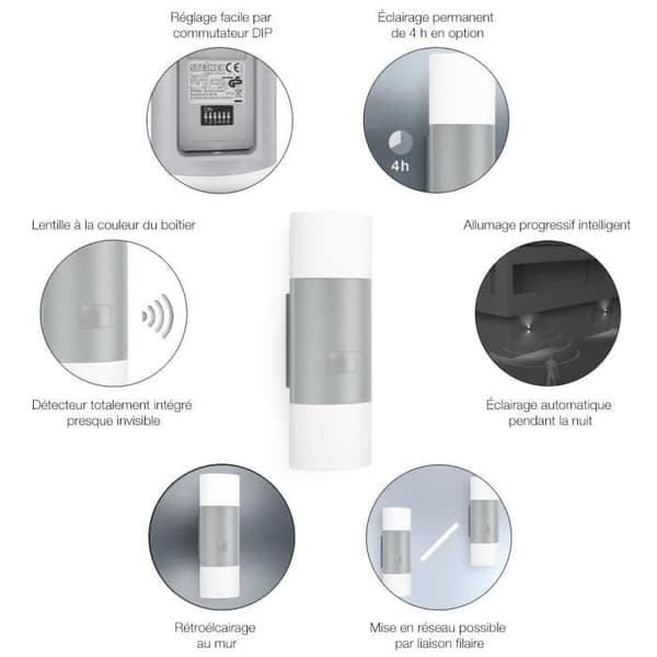 STEINEL - Utomhusvägglampa med sensor L 910 S LED 9,8W 3000K IP44 - Silver