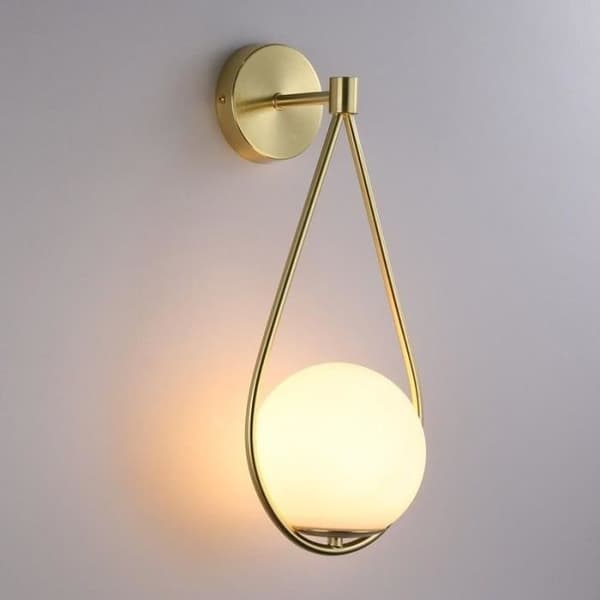 Vägglampa - Clara - Gul - Glas - Guldlackerad aluminium - Klassisk stil