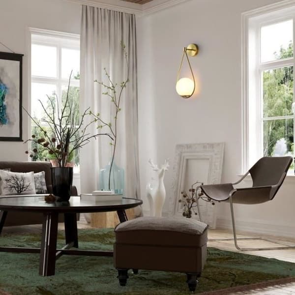 Vägglampa - Clara - Gul - Glas - Guldlackerad aluminium - Klassisk stil
