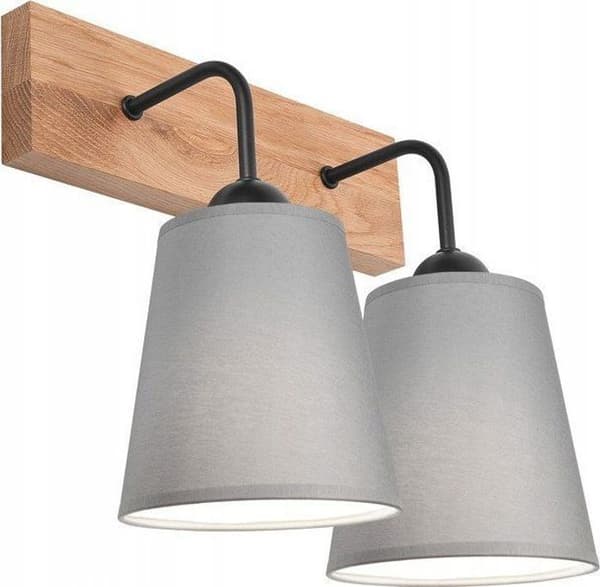 Inomhusapplikation Lamkur - 47683 - Applikation Lula boho-applikation i trä skärm 2x60W E27 grå/trä