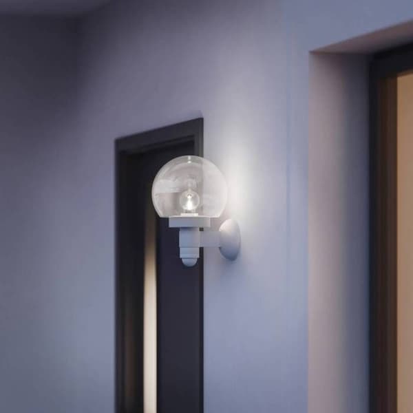Utomhusväggarmatur - STEINEL - L 115 S - Glas - Vit - 1 glödlampa nödvändig