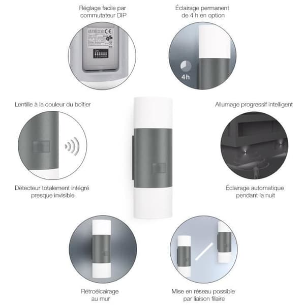 STEINEL - Utomhusvägglampa med sensor L 910 S LED 9,8W 3000K IP44 - Antracit