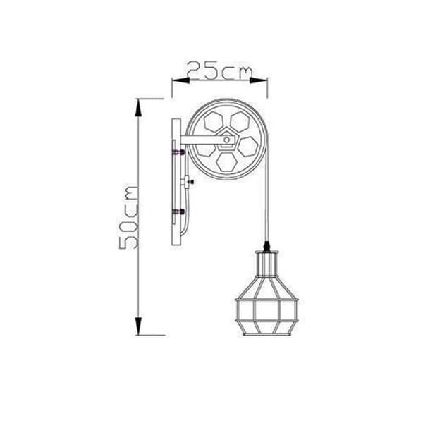 Industriella vägglampor E27-sockel med anslutbar vägglampa-dimmerbrytare (brons)