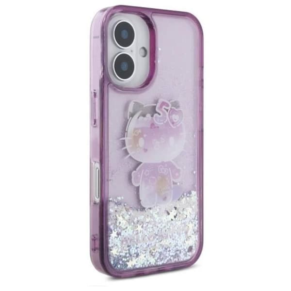 Hello Kitty Flytande Glitter 50-årsjubileumspartyt för iPhone 16 6,1" Lila - HKHCP16SL50PPU