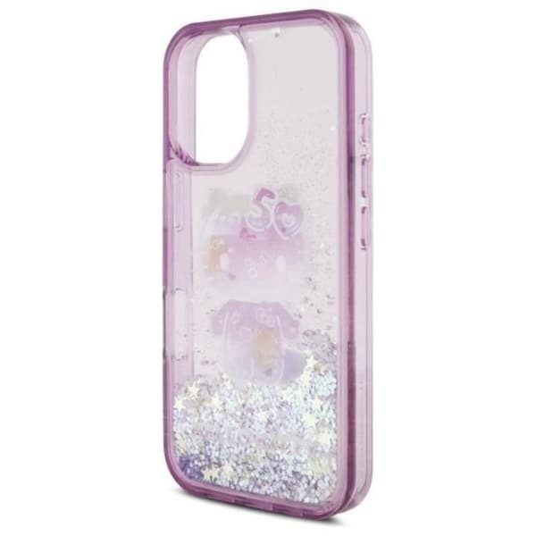 Hello Kitty Flytande Glitter 50-årsjubileumspartyt för iPhone 16 6,1" Lila - HKHCP16SL50PPU