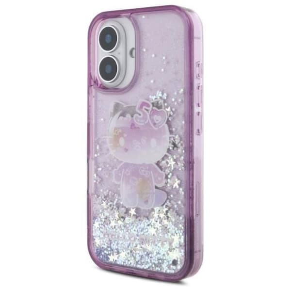 Hello Kitty Flytande Glitter 50-årsjubileumspartyt för iPhone 16 6,1" Lila - HKHCP16SL50PPU