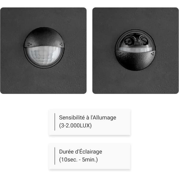 LED Vägglampa - SEBSON - 15W 900lm - Rörelsedetektor 9m - IP65 - Modern Design