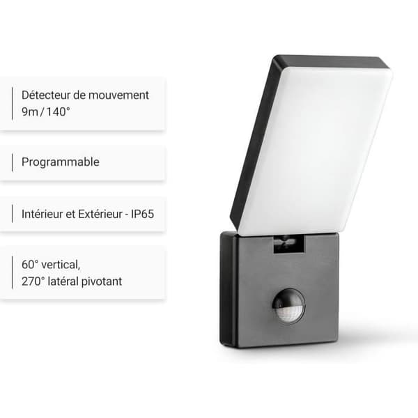 LED Vägglampa - SEBSON - 15W 900lm - Rörelsedetektor 9m - IP65 - Modern Design