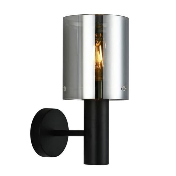Vägglampa - Italux - Sardo - Svart - Rökfärgad skärm - E27 - 1 lampa