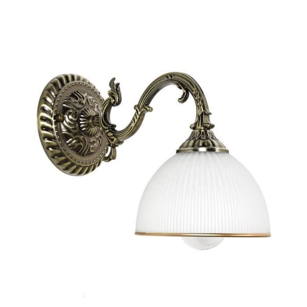 Klassisk vägglampa i mässing - Märke - Modell - Vit - E14 - Glas