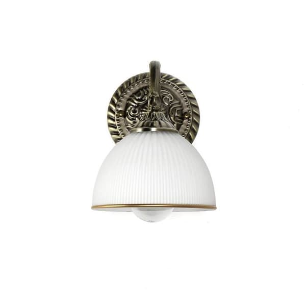 Klassisk vägglampa i mässing - Märke - Modell - Vit - E14 - Glas