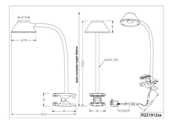 Rl lev ditt ljus - R22191201 - Reality LED-klämma Berry, vit plast, LED 3,5 W inkluderad, Flexarm