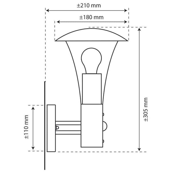 Ranex Vägglampa med PIR-sensor 60 W Krom 5000.318