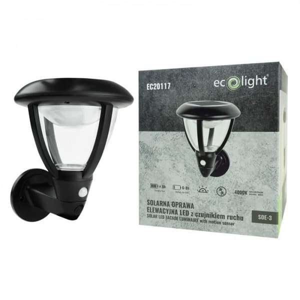 LED solpanel ytterväggslampa SOE-3 4000K 95lm ECOLIGHT