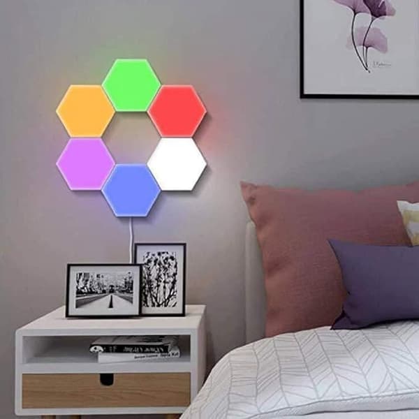 OBOSOE Hexagon LED-Vägglampa, 6 Moduler, RGB med Fjärrstyrd och Musiksynk