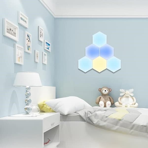 OBOSOE Hexagon LED-Vägglampa, 6 Moduler, RGB med Fjärrstyrd och Musiksynk