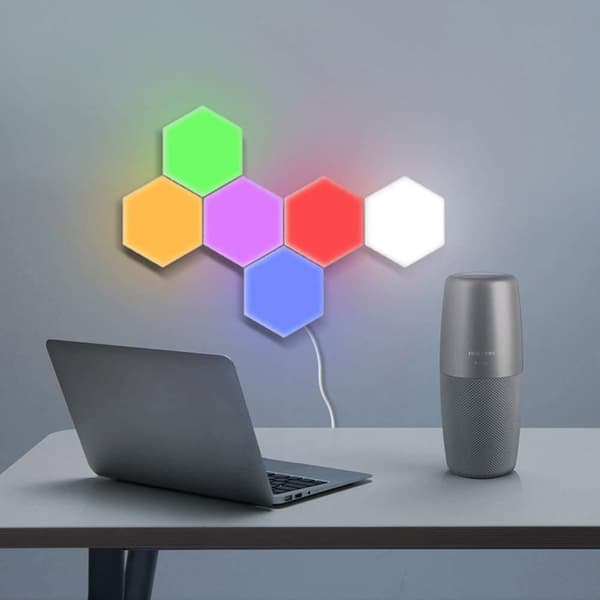 OBOSOE Hexagon LED-Vägglampa, 6 Moduler, RGB med Fjärrstyrd och Musiksynk