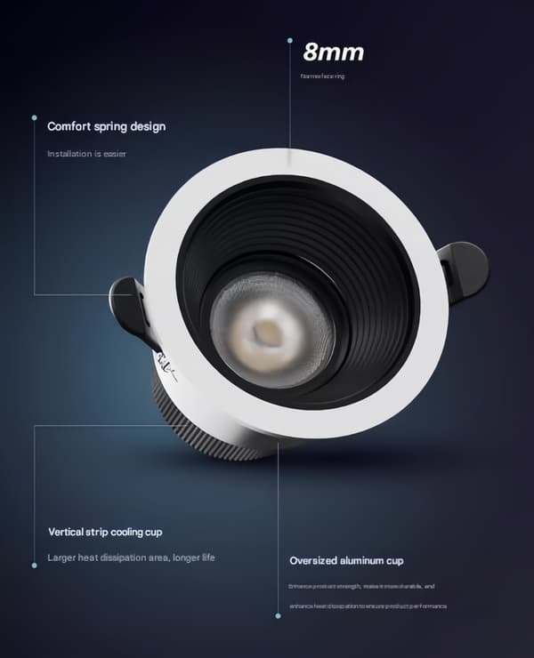 Philips Spotlight Upotettu Pieni kukkula Syvä kupoli häikäisemätön alasvalo Täyden spektrin silmien suojaus Olohuone Kotitalous