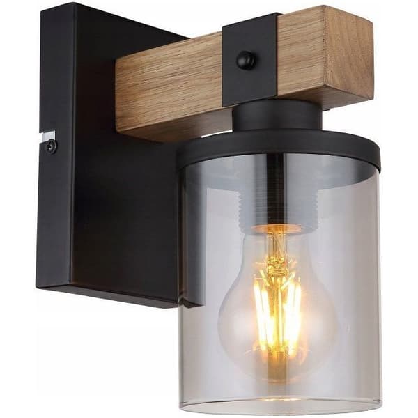Inomhusvägglampa Globoeasterneurope - 15555W - Globo Lila vägglampa 1x60W E27 trä/svart