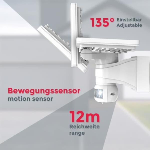 LED utomhus vägglampa med rörelsedetektor 20W IP44 vit