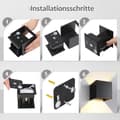 Miniatyrbillede 3 af 6: LED Væglampe Indendørs/Udendørs Firkant - Direkte Aluminium Op/Ned Belysning - IP65 Vandafvisende - 3000K Varm Hvid - Sort - 12W